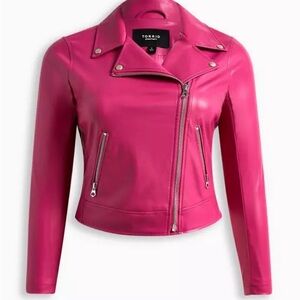 Torrid Faux Leather Moto Jacket Pink